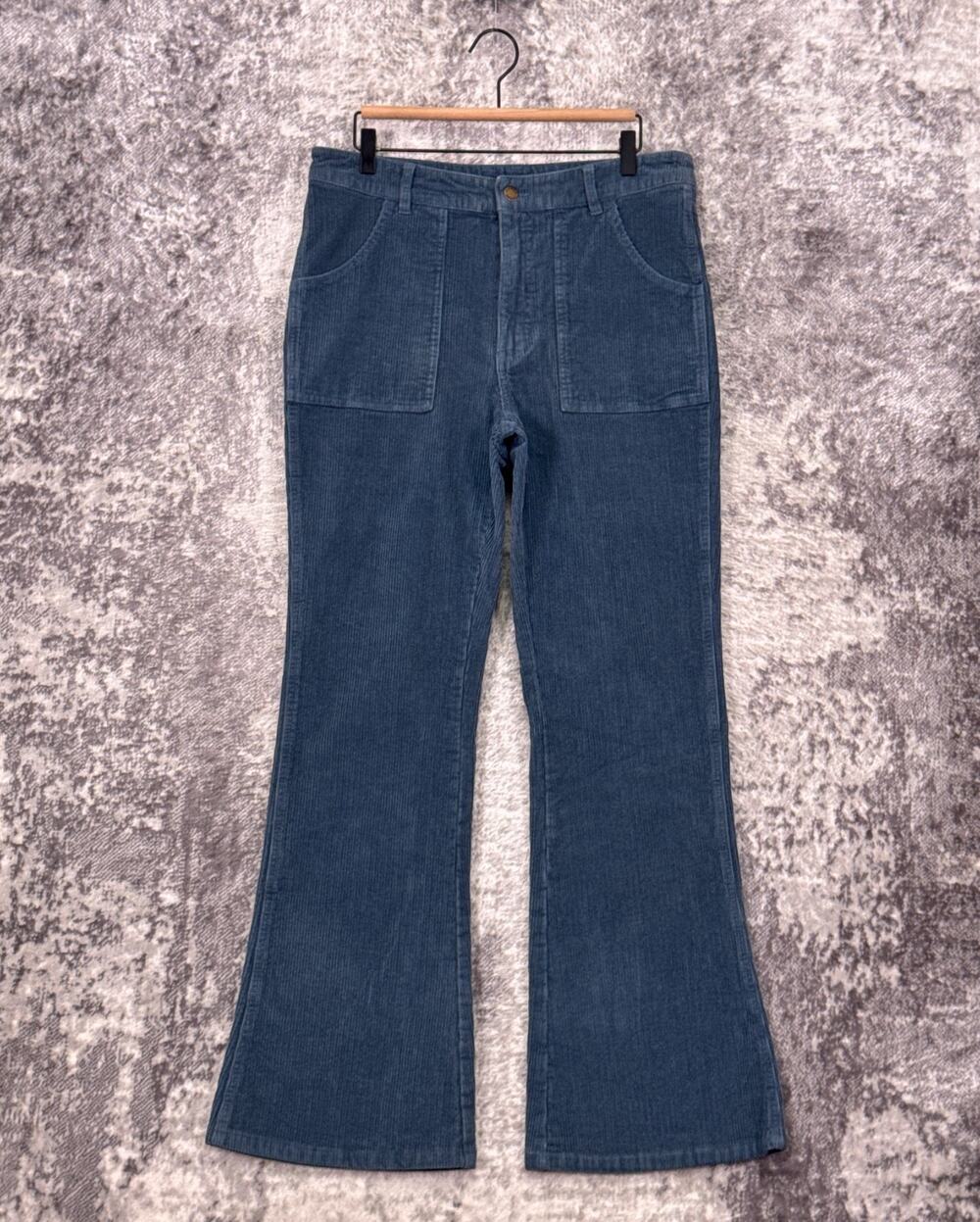 Hammies Bell Bottom Pants 34 Mens Atlantic Blue Corduroy